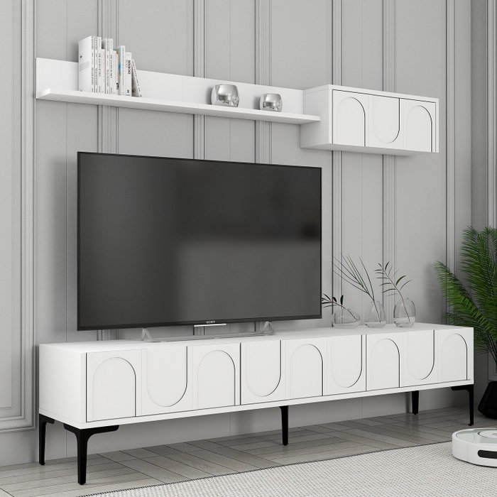 Hanah Home Lyon 2 Mueble de TV Blanco y Negro